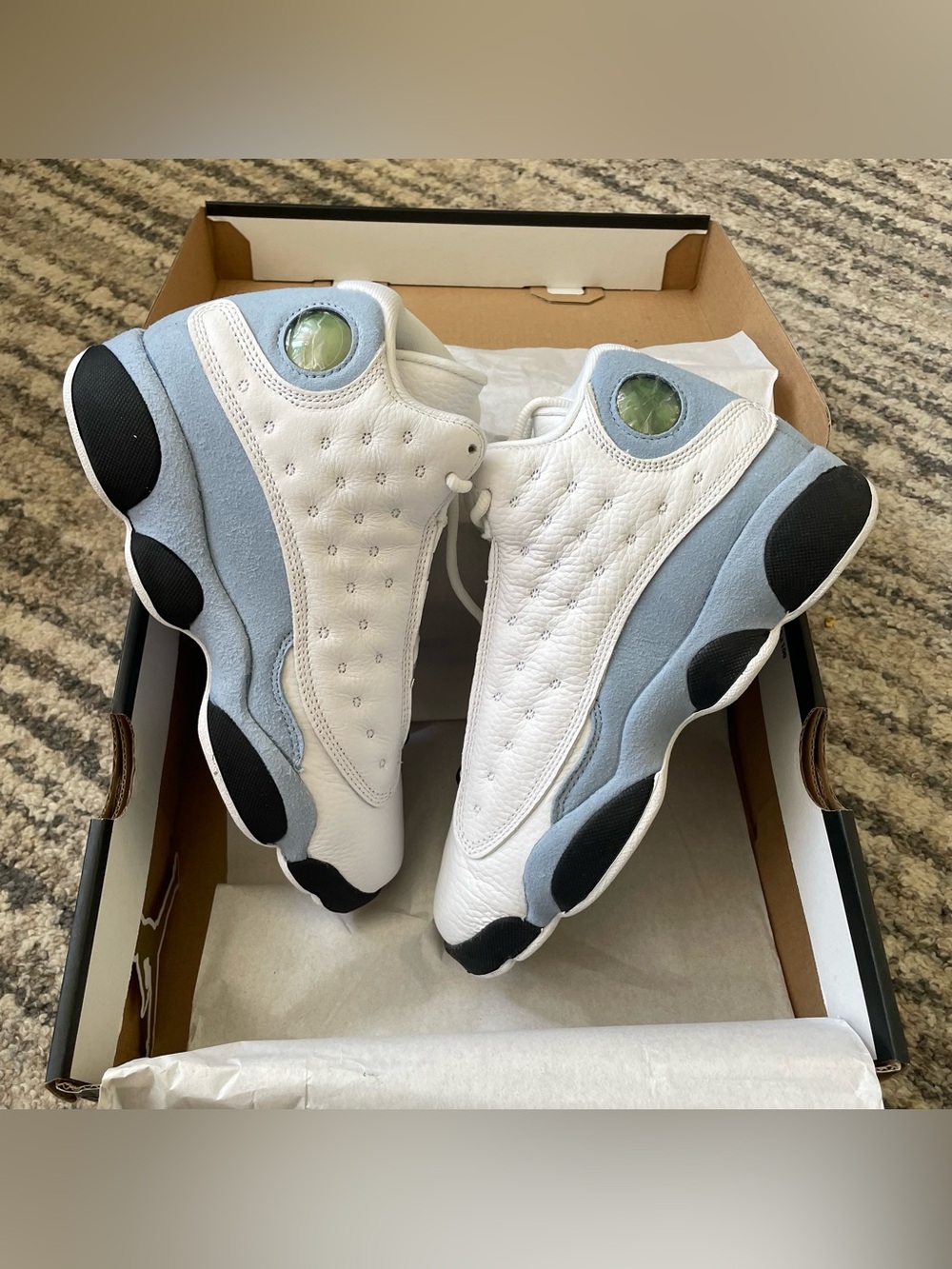 Jordan‎ Retro 13 Blue Grey White Suede Basketball Shoes Youth / Kids 4.5